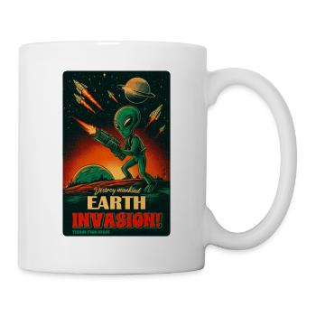 Alien Earth Invasion RetroPoster - Mug - white - Right