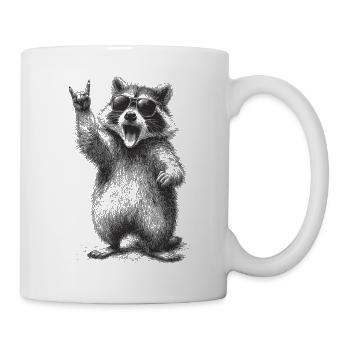 Raccoon silhouette with paw greeting - Mug - white - Right