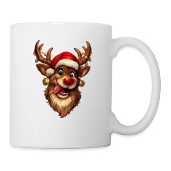 Festliche Rentiere mit roter Nase zu Weihnachten - Tasse - Weiß - Rechts