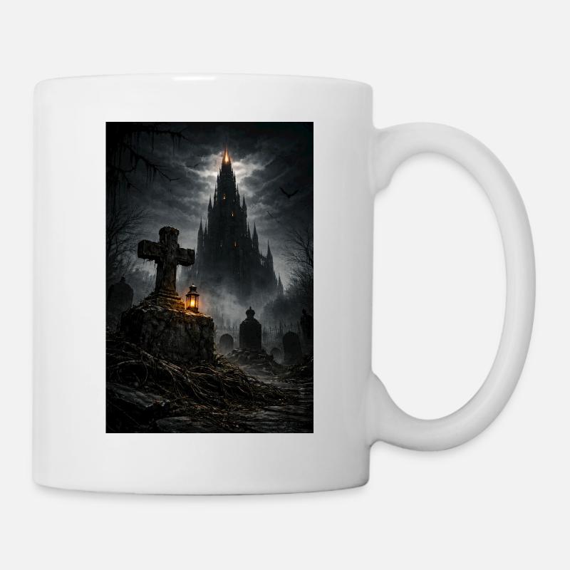 Gothic Schloss im Nebel - Tasse - Weiß