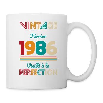 40-jähriges Jubiläum – Jahrgang – Februar 1986 - Tasse - Weiß - Rechts