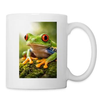 Grüner Frosch mit Sonnenscheinaugen - Tasse - Weiß - Rechts