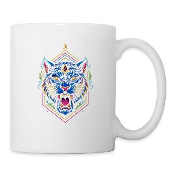 Impression géométrique néon tigre - Mug blanc - blanc - Droite
