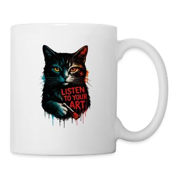 Hör auf deine Kunst Katze - Tasse - Weiß - Rechts