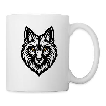 Tête de Loup Noir Blanc - Mug blanc - blanc - Droite
