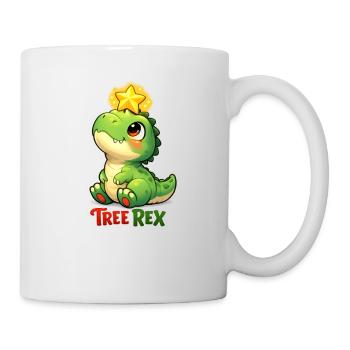 Arbre Rex avec guirlandes lumineuses et cadeau de Noël - Mug blanc - blanc - Droite