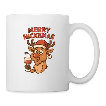 Merry Hicksmas Rentier mit Wein - Tasse - Weiß - Rechts