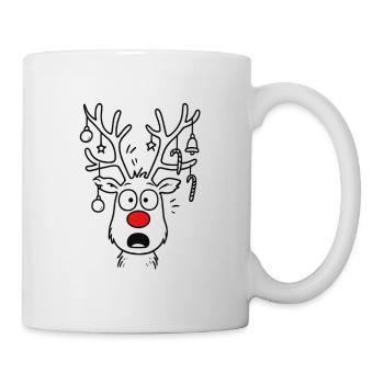 Hirsch Rudolph Frohe Weihnachten süß - Tasse - Weiß - Rechts