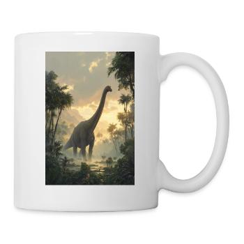Dinosaurier-Morgendämmerung im Dschungel - Tasse - Weiß - Rechts