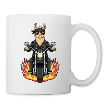 Cool Biker Llama Motorradflammen - Tasse - Weiß - Rechts