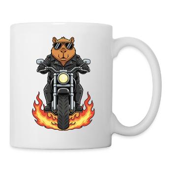 Cool Biker Capybara Motorradflammen - Tasse - Weiß - Rechts