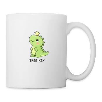 Arbre Rex avec guirlandes lumineuses et cadeau de Noël - Mug blanc - blanc - Droite