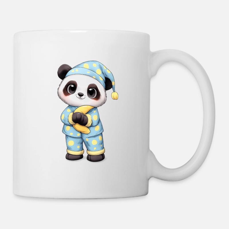 Süßer Panda im Schlafanzug – Niedliches Sternen-De - Tasse - Weiß