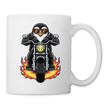 Cool Biker Penguin Motorcycle Flames - Mug - white - Right
