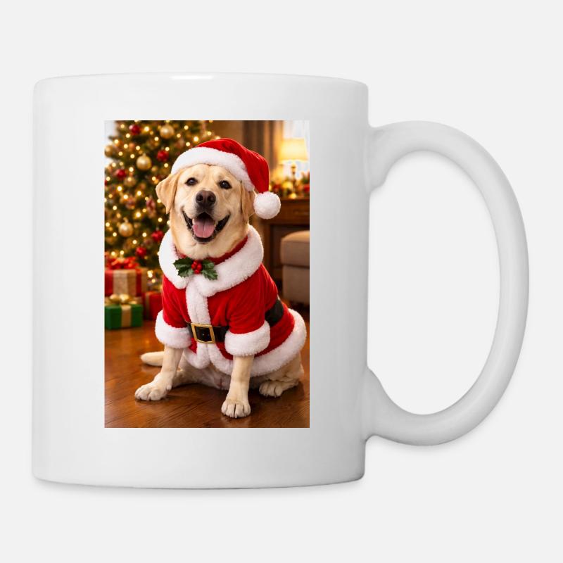 Chien de Noël en costume de Père Noël - Mug blanc - blanc