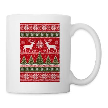 Winterliches Rentier-Strickmuster - Tasse - Weiß - Rechts
