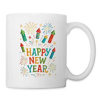 New Year's Eve Fireworks Rockets Happy New Year - Mug - white - Right