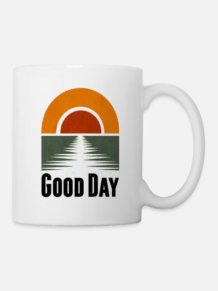 Sonnenuntergang am See Good Day - Tasse - Weiß