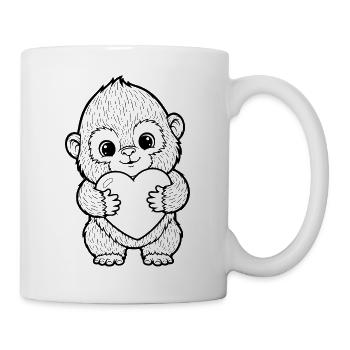 Süßer Affe mit Herz – Liebe Tier Illustration - Tasse - Weiß - Rechts