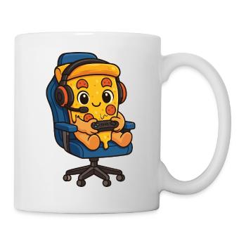 Gamer, manette pizza, manette alimentaire, amateur de pizza, - Mug blanc - blanc - Droite