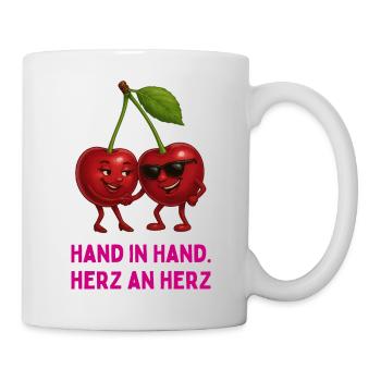 Kirschen im Liebesbund - Tasse - Weiß - Rechts