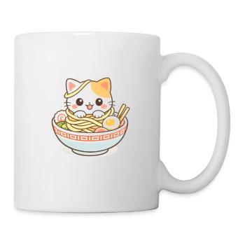 Kawaii Katze Ramen Nudeln Anime - Tasse - Weiß - Rechts
