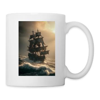 Galion en route à l’aube - Mug blanc - blanc - Droite