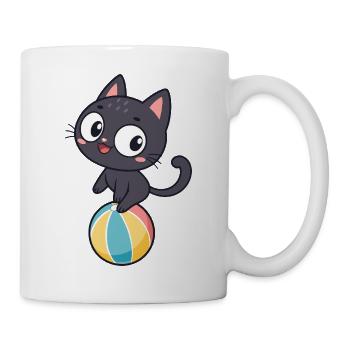 Black kitten on colored ball - Mug - white - Right