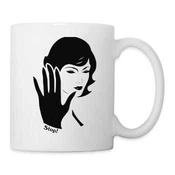 Linienhand Portrait Retro - Tasse - Weiß - Rechts