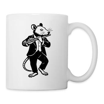 Un musicien rat en costume avec une flûte - Mug blanc - blanc - Droite