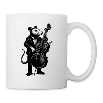 Ratte im Anzug spielt Cello - Tasse - Weiß - Rechts
