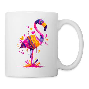 Farbexplosion Flamingo - Tasse - Weiß - Rechts