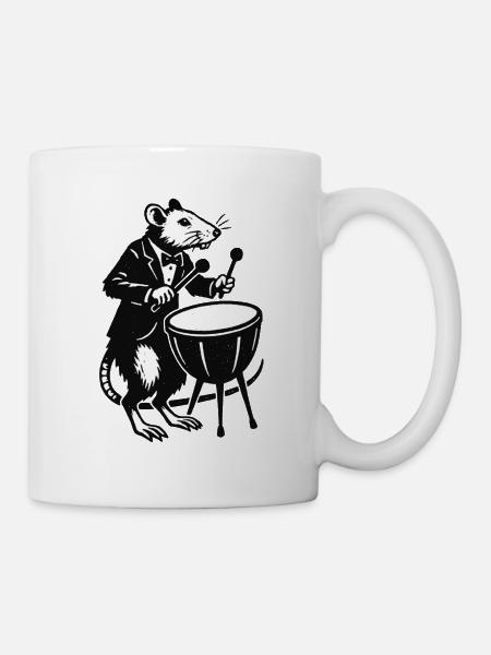 Ratte im Smoking Trommler - Tasse - Weiß