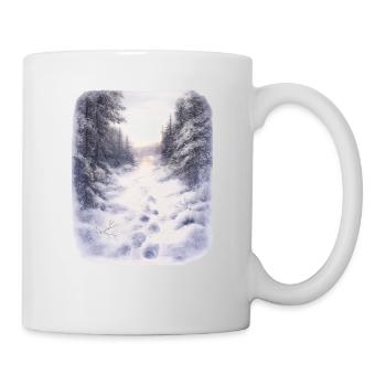 Winter forest path in the magic of snow - Mug - white - Right