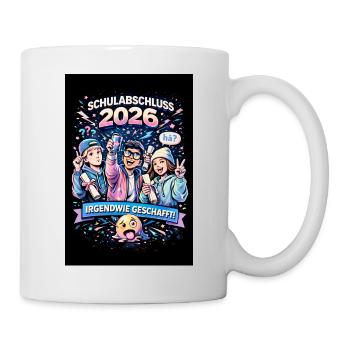 Schulabschluss 2026 Shirt – Lustiges Abschluss T-S - Tasse - Weiß - Rechts
