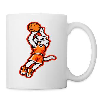 Wildes Katzen-Basketball-Dunk-Maskottchen - Tasse - Weiß - Rechts