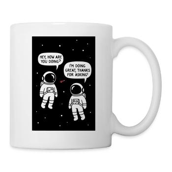 Astronauten unterhalten sich im Kosmos Cartoon - Tasse - Weiß - Rechts