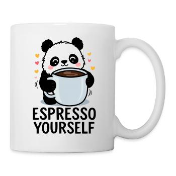 Espresso Yourself – Lustiges Panda-Kaffee Shirt - Tasse - Weiß - Rechts
