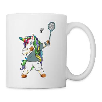 Dabbing Badminton Unicorn Lustiges Sportdesign - Tasse - Weiß - Rechts