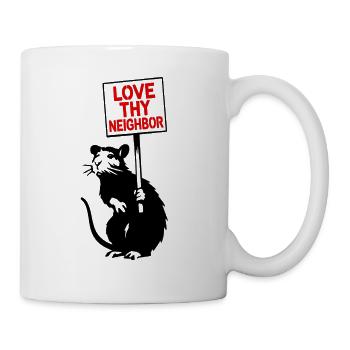 Liebe Deinen Nächsten Retro-Schrift - Tasse - Weiß - Rechts