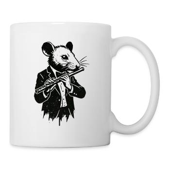 Rat in a suit plays flute - Mug - white - Right
