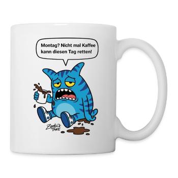 Montag? Nicht mal Kaffee hilft - Zooki Monster - Tasse - Weiß - Rechts