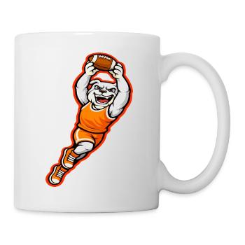 Bulldog Football Touchdown-Maskottchen - Tasse - Weiß - Rechts