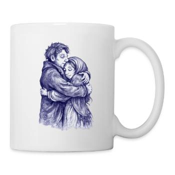 Lovers | Blue Hug Couple Sketch - Mug - white - Right