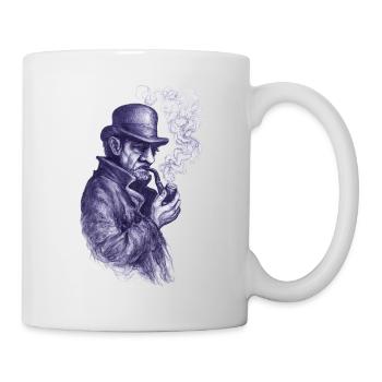 Pfeifenraucher Detektiv im Schatten - Tasse - Weiß - Rechts