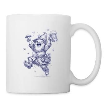 Gnom mit Pilz und Bierglas - Tasse - Weiß - Rechts
