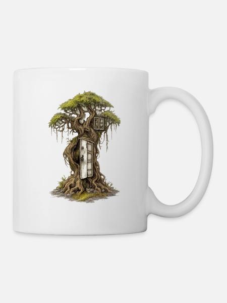 Baumhaus im Wald – Fantasie-Traum - Tasse - Weiß