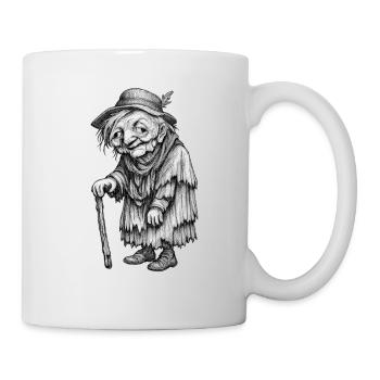 Old Wanderer with Staff | Grandma's rags - Mug - white - Right