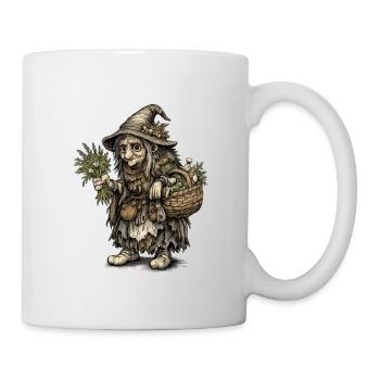 Sorcière des herbes | Sorcière de la récolte avec panier et herbes - Mug blanc - blanc - Droite