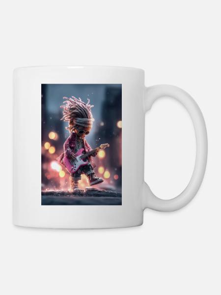 Neon Dread Gitarrist mit Pink Guitar - Tasse - Weiß